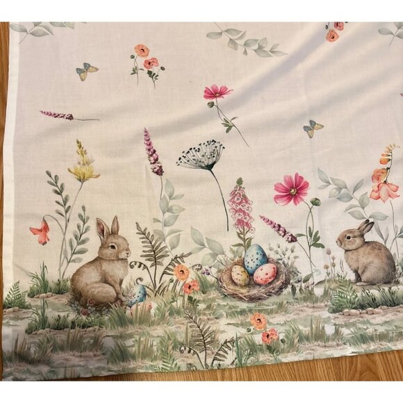Nicole Miller Tablecloth Easter Bunny Eggs Floral Butterfly 60 x 84" Pastel - Picture 3 of 9